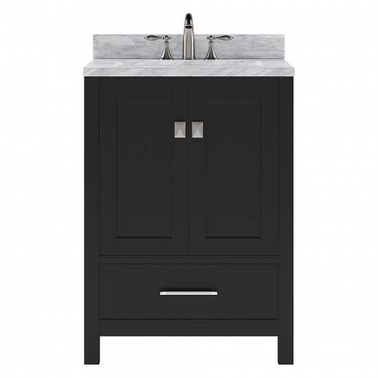 Caroline Avenue 24" Single Bath Vanity in Espresso with White Marble Top and Round Sink