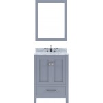 Caroline Avenue 24" Single Bath Vanity in Gray with White Marble Top and Round Sink and Matching Mirror