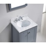 Caroline Avenue 24" Single Bath Vanity in Gray with White Marble Top and Round Sink and Matching Mirror