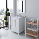 Caroline Avenue 24" Single Bath Vanity in White with White Marble Top and Round Sink and Matching Mirror