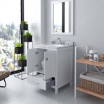 Caroline Avenue 24" Single Bath Vanity in White with White Marble Top and Round Sink and Matching Mirror