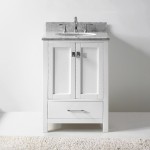 Caroline Avenue 24" Single Bath Vanity in White with White Marble Top and Round Sink with Polished Chrome Faucet