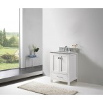 Caroline Avenue 24" Single Bath Vanity in White with White Marble Top and Round Sink with Polished Chrome Faucet