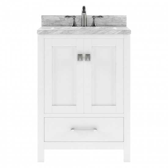 Caroline Avenue 24" Single Bath Vanity in White with White Marble Top and Round Sink