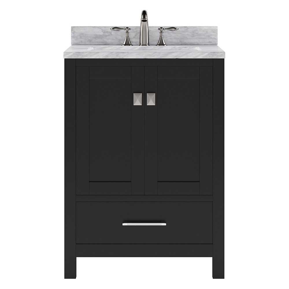 Caroline Avenue 24" Single Bath Vanity in Espresso with White Marble Top and Square Sink