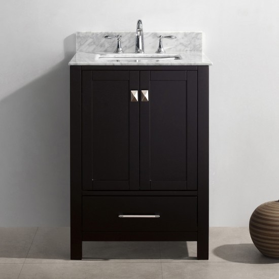 Caroline Avenue 24" Single Bath Vanity in Espresso with White Marble Top and Square Sink