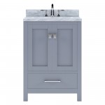 Caroline Avenue 24" Single Bath Vanity in Gray with White Marble Top and Square Sink with Brushed Nickel Faucet