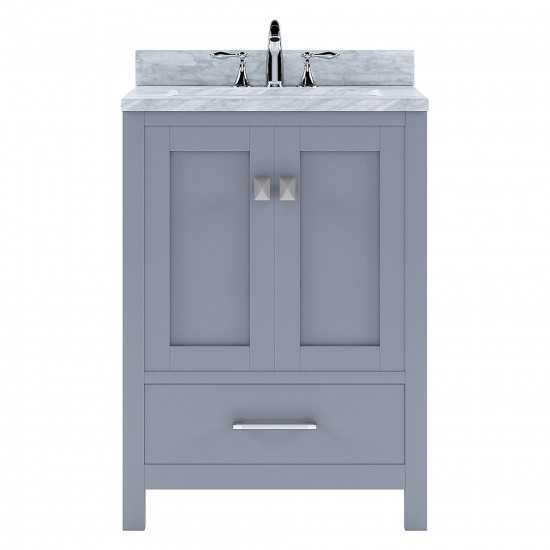 Caroline Avenue 24" Single Bath Vanity in Gray with White Marble Top and Square Sink