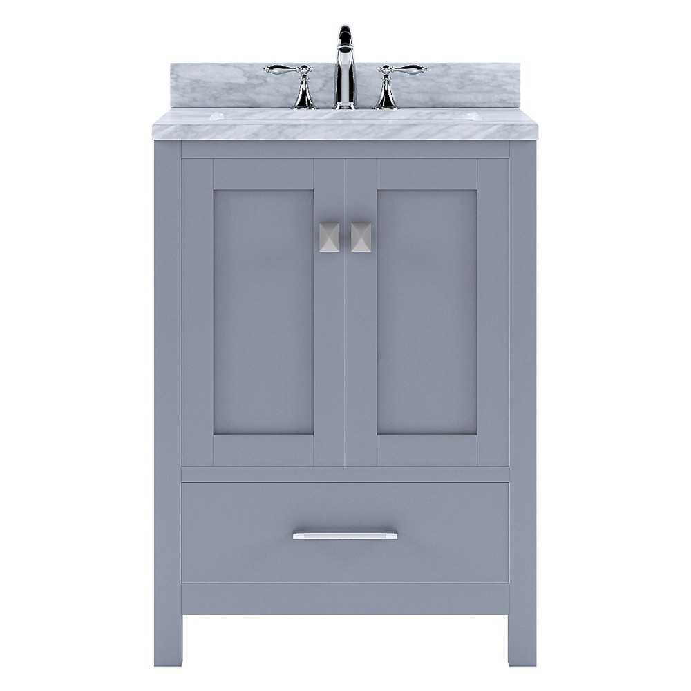 Caroline Avenue 24" Single Bath Vanity in Gray with White Marble Top and Square Sink