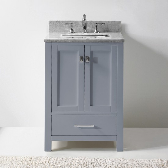 Caroline Avenue 24" Single Bath Vanity in Gray with White Marble Top and Square Sink