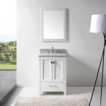 Caroline Avenue 24" Single Bath Vanity in White with White Marble Top and Square Sink with Brushed Nickel Faucet and Mirror