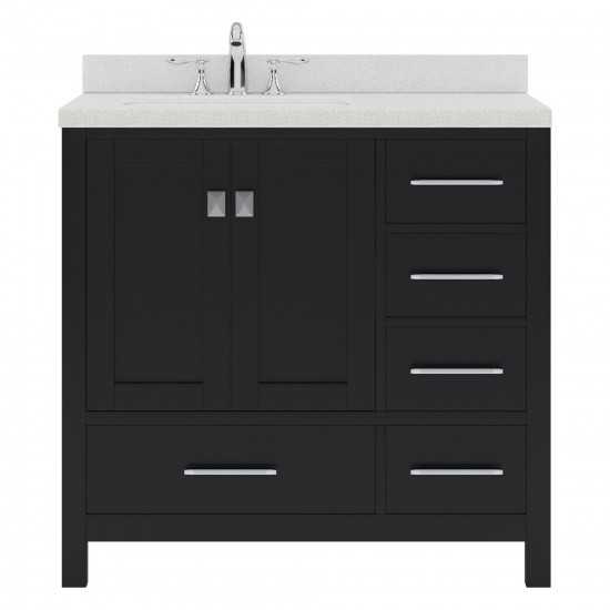 Caroline Avenue 36" Single Bath Vanity in Espresso with White Quartz Top and Round Sink