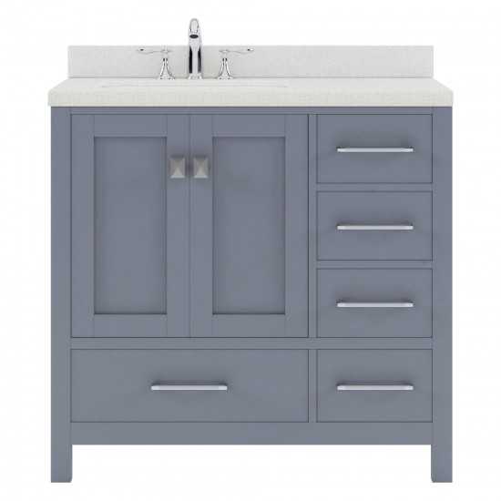 Caroline Avenue 36" Single Bath Vanity in Gray with White Quartz Top and Round Sink