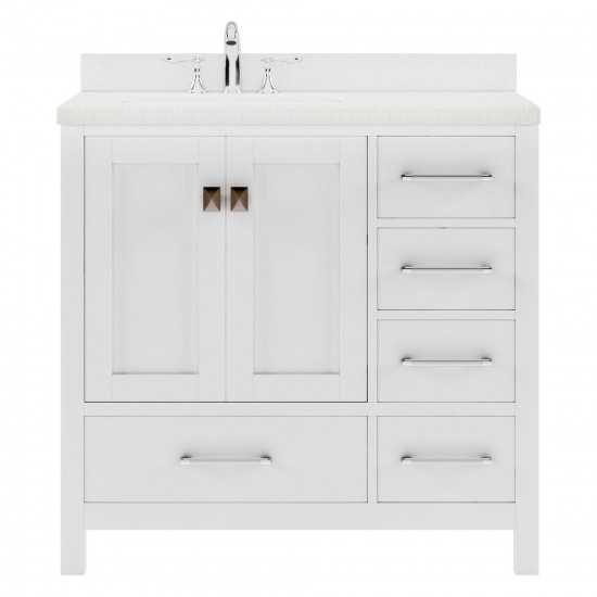 Caroline Avenue 36" Single Bath Vanity in White with White Quartz Top and Square Sink