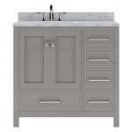 Caroline Avenue 36" Single Bath Vanity in Cashmere Gray with White Marble Top and Round Sink