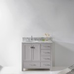 Caroline Avenue 36" Single Bath Vanity in Cashmere Gray with White Marble Top and Round Sink