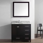 Caroline Avenue 36" Single Bath Vanity in Espresso with White Marble Top and Round Sink with Polished Chrome Faucet and Mirro