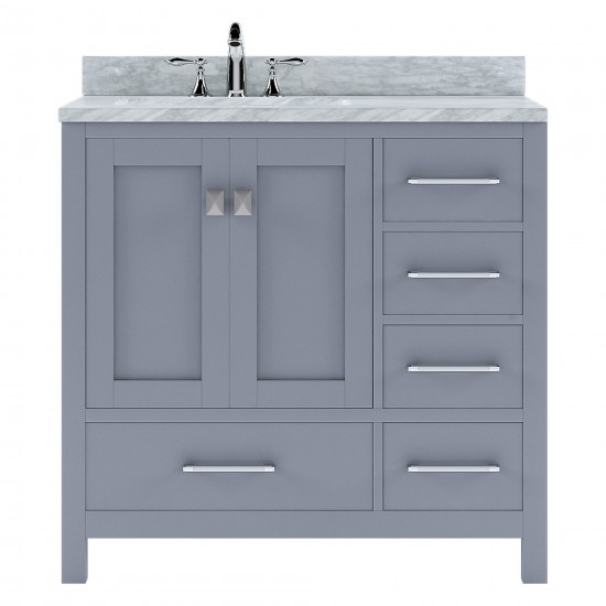 Caroline Avenue 36" Single Bath Vanity in Gray with White Marble Top and Round Sink