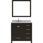 Caroline Avenue 36" Single Bath Vanity in Espresso with White Marble Top and Square Sink and Matching Mirror