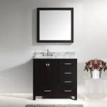 Caroline Avenue 36" Single Bath Vanity in Espresso with White Marble Top and Square Sink and Matching Mirror