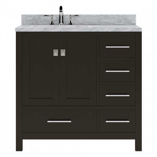 Caroline Avenue 36" Single Bath Vanity in Espresso with White Marble Top and Square Sink