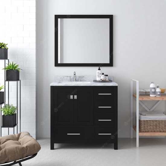 Caroline Avenue 36" Single Bath Vanity in Espresso with White Marble Top and Square Sink