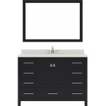 Caroline Avenue 48" Single Bath Vanity in Espresso with White Quartz Top and Round Sink and Matching Mirror