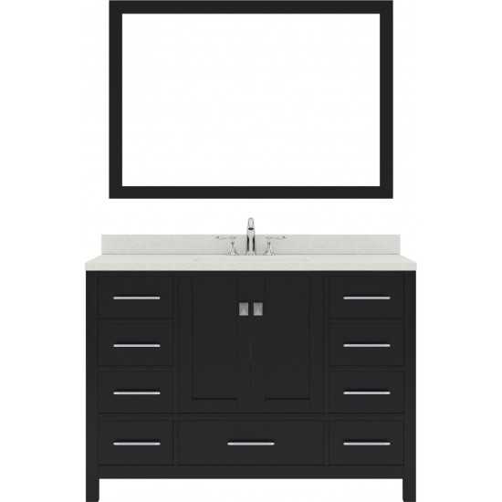 Caroline Avenue 48" Single Bath Vanity in Espresso with White Quartz Top and Round Sink and Matching Mirror