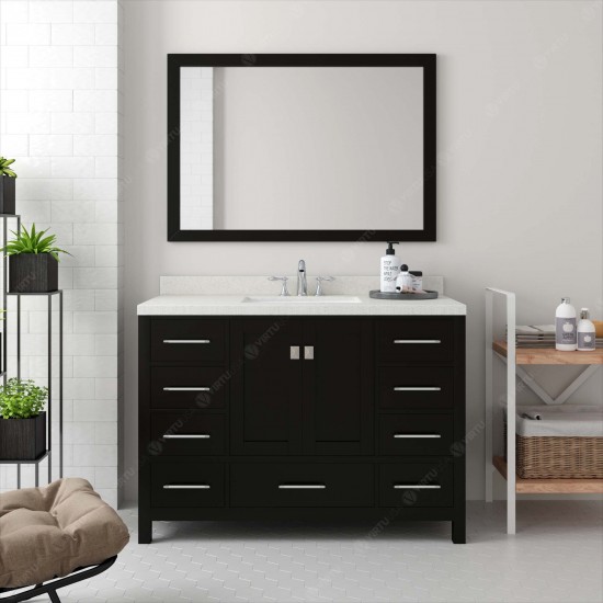 Caroline Avenue 48" Single Bath Vanity in Espresso with White Quartz Top and Round Sink and Matching Mirror