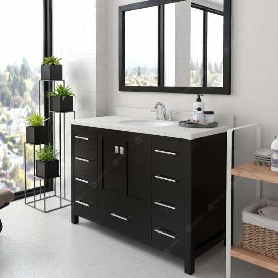 Caroline Avenue 48" Single Bath Vanity in Espresso with White Quartz Top and Round Sink and Matching Mirror