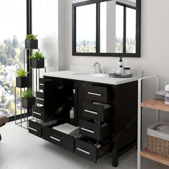 Caroline Avenue 48" Single Bath Vanity in Espresso with White Quartz Top and Round Sink and Matching Mirror
