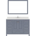 Caroline Avenue 48" Single Bath Vanity in Gray with White Quartz Top and Round Sink and Matching Mirror