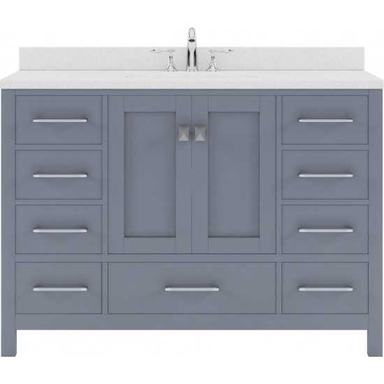 Caroline Avenue 48" Single Bath Vanity in Gray with White Quartz Top and Round Sink