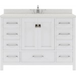 Caroline Avenue 48" Single Bath Vanity in White with White Quartz Top and Round Sink