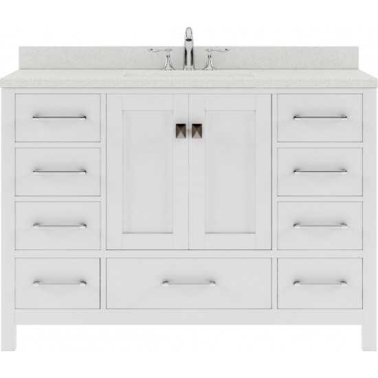 Caroline Avenue 48" Single Bath Vanity in White with White Quartz Top and Round Sink