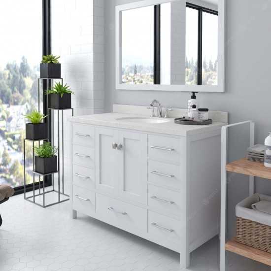 Caroline Avenue 48" Single Bath Vanity in White with White Quartz Top and Round Sink