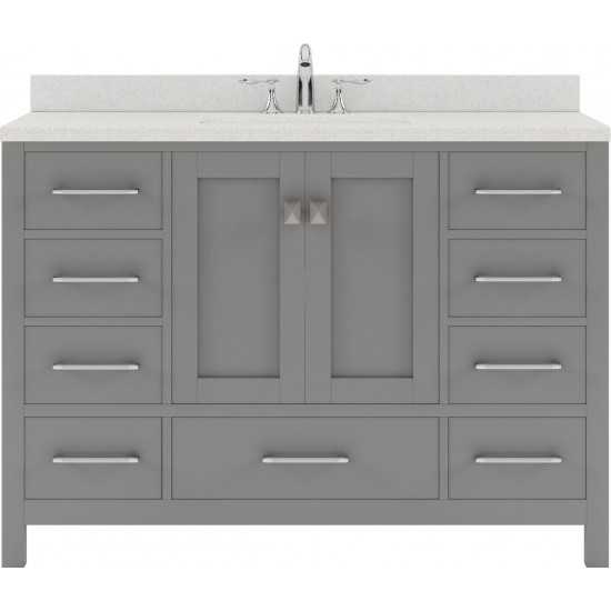 Caroline Avenue 48" Single Bath Vanity in Cashmere Gray with White Quartz Top and Square Sink