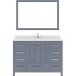 Caroline Avenue 48" Single Bath Vanity in Gray with White Quartz Top and Square Sink and Matching Mirror