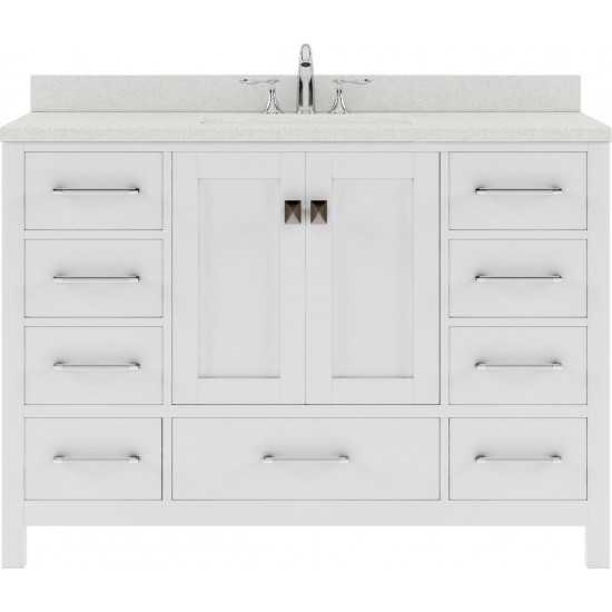 Caroline Avenue 48" Single Bath Vanity in White with White Quartz Top and Square Sink