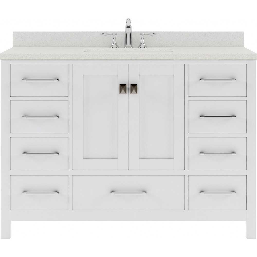 Caroline Avenue 48" Single Bath Vanity in White with White Quartz Top and Square Sink