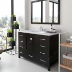 Caroline Avenue 48" Single Bath Vanity in Espresso with White Marble Top and Round Sink with Brushed Nickel Faucet and Mirror