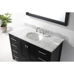 Caroline Avenue 48" Single Bath Vanity in Espresso with White Marble Top and Round Sink with Brushed Nickel Faucet and Mirror