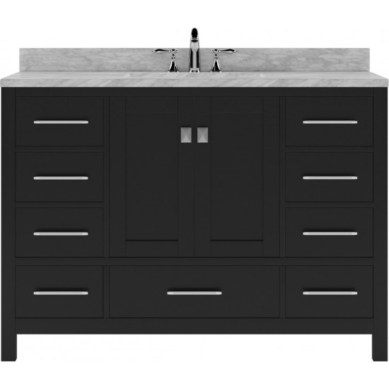 Caroline Avenue 48" Single Bath Vanity in Espresso with White Marble Top and Round Sink