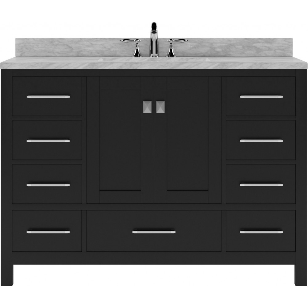 Caroline Avenue 48" Single Bath Vanity in Espresso with White Marble Top and Round Sink