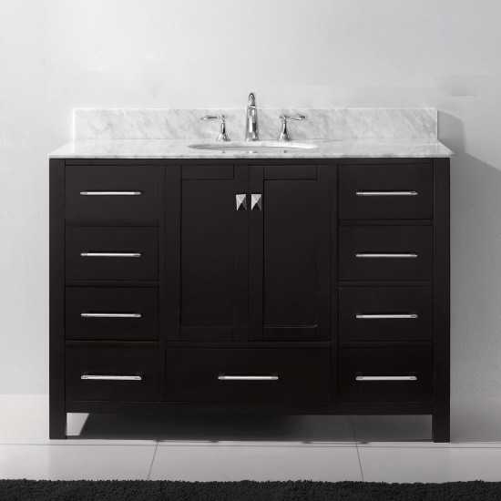 Caroline Avenue 48" Single Bath Vanity in Espresso with White Marble Top and Round Sink