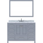 Caroline Avenue 48" Single Bath Vanity in Gray with White Marble Top and Round Sink and Matching Mirror