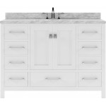 Caroline Avenue 48" Single Bath Vanity in White with White Marble Top and Round Sink