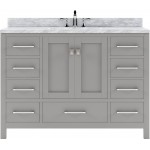 Caroline Avenue 48" Single Bath Vanity in Cashmere Gray with White Marble Top and Square Sink