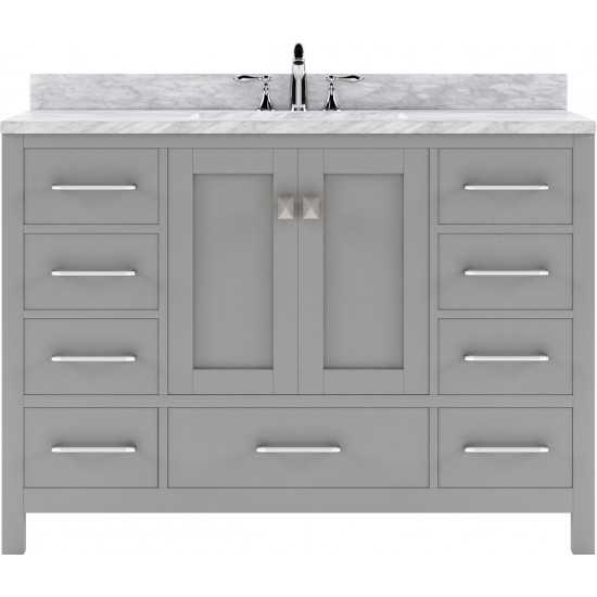 Caroline Avenue 48" Single Bath Vanity in Cashmere Gray with White Marble Top and Square Sink