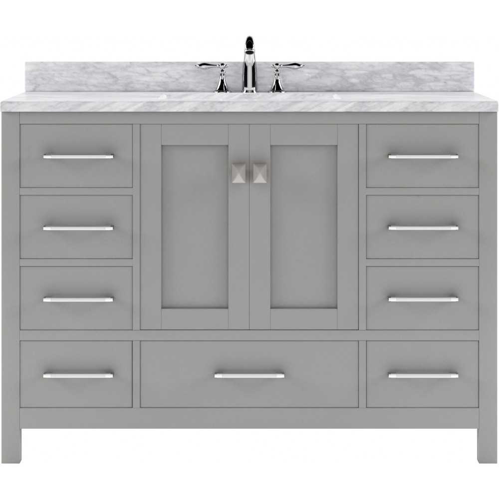 Caroline Avenue 48" Single Bath Vanity in Cashmere Gray with White Marble Top and Square Sink